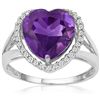 Image 2 : BIG 10MM HEART AMETHYST, DIAMOND ACCENT SILVER RING