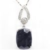 Image 1 : CUSHION 12X16MM SAPPHIRE DIAMOND 10K GOLD PENDANT