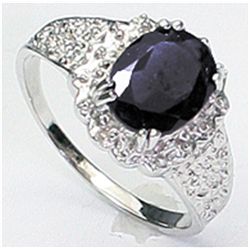 6X8MM OVAL SAPPHIRE & DIAMOND ACCENT 10K GOLD RING