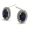 Image 1 : DIAMOND SURROUNDING  SAPPHIRE 10K GOLD EARRINGS