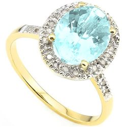 8X10MM BLUE TOPAZ & DIAMOND ACCENT 10K GOLD RING