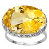 Image 2 : MESMERIZING 11.65 CT CITRINE & 18 PCS WHITE DIAMOND 10K SOLID WHITE GOLD RING