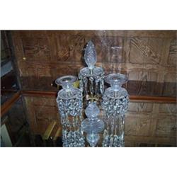 FINE REGENCY CUT GLASS CANDLEABRA, profusilly decorated with incised cutting, polished branches a...