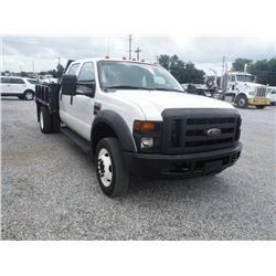 2008 FORD F450 XL CREW CAB FLATBED, S/N 1FDXW46R18EC31025, 6.4L DIESEL, A/T, P/S, A/C, FLATBED BODY,