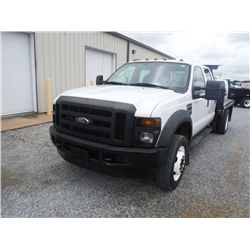 2008 FORD F450 XL CREW CAB FLATBED, S/N 1FDXW46R28ED74825, 6.4L DIESEL, A/T, P/S, A/C, FLATBED BODY,