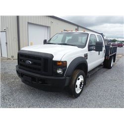 2008 FORD F450 XL CREW CAB FLATBED, S/N 1FDXW46R88EE30556, 6.4L DIESEL, A/T, P/S, A/C, FLATBED BODY,