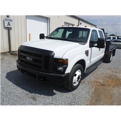 2008 FORD F350 XL CREW CAB FLATBED, S/N 1FDWW36R88ED32875, 6.4L DIESEL, A/T, P/S, A/C, FLATBED BODY,