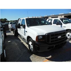 2006 FORD F350 XL CREW CAB FLATBED, S/N 1FDWW36P36EC93897, 6.0L INT. DIESEL, A/T, P/S, A/C, FLATBED 
