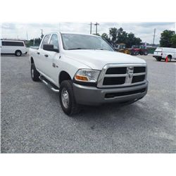 2010 DODGE R2500 4X4 CREW CAB, S/N 3D7TT2CT5AG143115, 5.7L V8 GAS, A/T, P/S, A/C RETRACTABLE BED INS