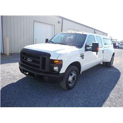 2008 FORD F350 XL DUALLY, S/N 1FTWW32Y28ED69180, V10 GAS, A/T, P/S, A/C, CAMPER SHELL, ODOMETER READ