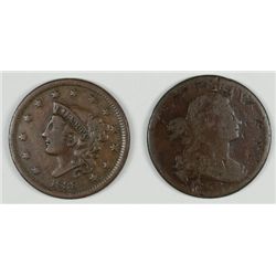 1798 DRAPED BUST VG, & 1838 MATRON VF/XF LARGE CENTS