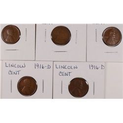 5-1916-D LINCOLN CENTS AVG CIRC