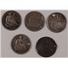 Image 1 : 5 LOW  GRADE SEATED HALF DIMES