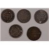 Image 2 : 5 LOW  GRADE SEATED HALF DIMES