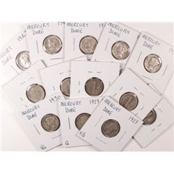 13 MERCURY DIMES (29,29-D,29-S,30,30-S,31,31-D,31-S,38-S,39,41,41-S,43) GOOD-AU