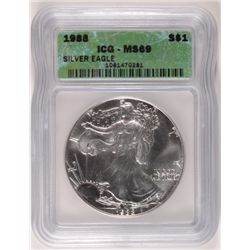 1988 SILVER AMERICAN EAGLE ICG MS69