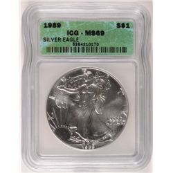 1989 SILVER AMERICAN EAGLE ICG MS69
