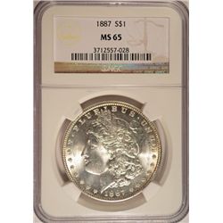 1887 MORGAN DOLLAR NGC MS65 GEM