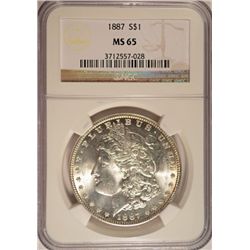 1887 MORGAN DOLLAR NGC MS65 GEM