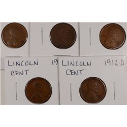 5-1912-D LINCOLN CENTS AVG CIRC