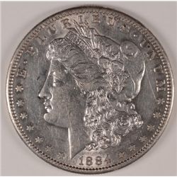 1884-S MORGAN SILVER DOLLAR, AU-53 WITH LUSTER!