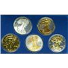 Image 1 : A BEAUTIFUL 5 PIECE 2001 AMERICAN SILVER EAGLE SET, ALL ONE OUNCE .999 SILVER