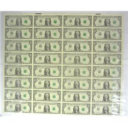 UNCUT SHEET OF 1995 $1.00 FEDERAL RESERVE NOTES