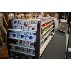 14' LONG SECTION OF PEG BOARD GONDOLA RETAIL DISPLAY SHELVING WITH PEGBOARD BACKS AND END CAP