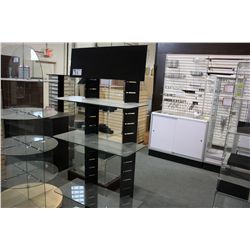 62" TALL GLASS SHELF SINGLE SIDED DISPLAY RACK