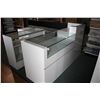 Image 3 : WHITE MELAMINE WITH GLASS DISPLAY 3 PC. COUNTER SUITE