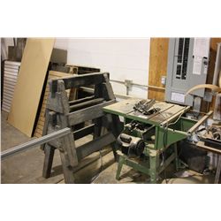 DRILL PRESS, TABLE SAW AND REMAINING WOOD STOCK