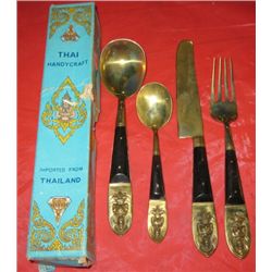 Thai Handicraft, Gold Tone Utensils,