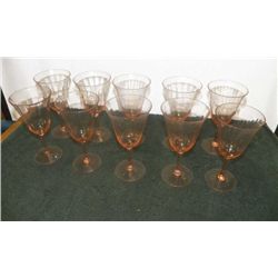 Pink Depression Red  Wine Glasses