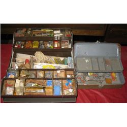 2- Metal Fishing Tackle Boxes, W/Misc. Items.