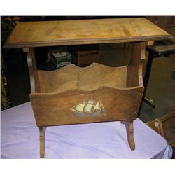 Antique Magazine Rack W/Table Top