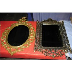 2 - Plastic Gold Framed Mirrors,