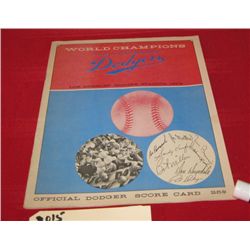 1964 Los Angeles Dodger Official Score Card,