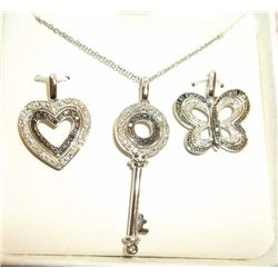 Womens Sterling Silver Charm Necklace