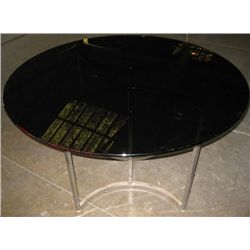 Round Smoked Glass Top Table,