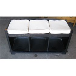 Hall Bench, Black With White Cushions