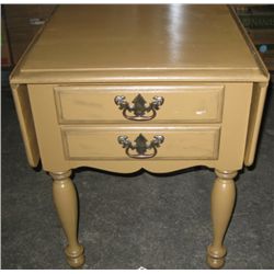 Vintage 2 Drawer Drop Leaf End Table.