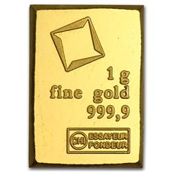 1 gram Valcambi Gold Bar .9999 Fine