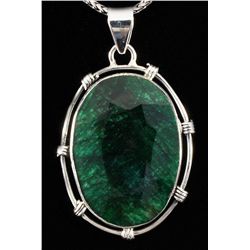 NATURAL EMERALD BERYL 75.65CTW SILVER PENDANT