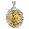 Image 2 : 12 1 oz Gold Eagle White Gold Pendant (Rope-ScrewTop Be