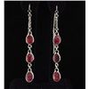 Image 1 : Sterling Silver Drop Dangle 15.10ctw Ruby Earring