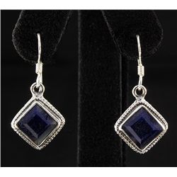 SAPPHIRE CORRUNDUM 29.06CTW SILVER HOOK EARRING