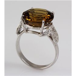 23.72ctw Fashion Sterling Silver Citrine Round Ring