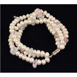 375.80CTW 3 ROW WHITE FRESHWATER PEARL BRACELET