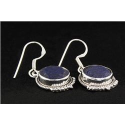 SAPPHIRE CORRUNDUM 30.47CTW SILVER HOOK EARRING