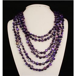 733.00CTW PURPLE 6 ROW MOTHER OF PEARL NECKLACE